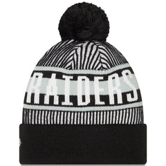 Las Vegas Raiders New Era Striped Cuffed Knit Hat with Pom Black