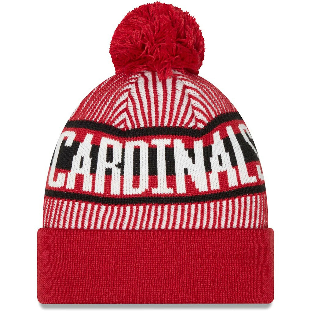 Arizona Cardinals New Era Striped Cuffed Knit Hat with Pom Cardinal