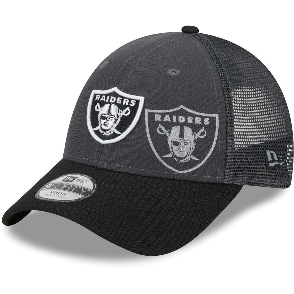 Las Vegas Raiders New Era Youth Reflect 9FORTY Adjustable Hat Graphite