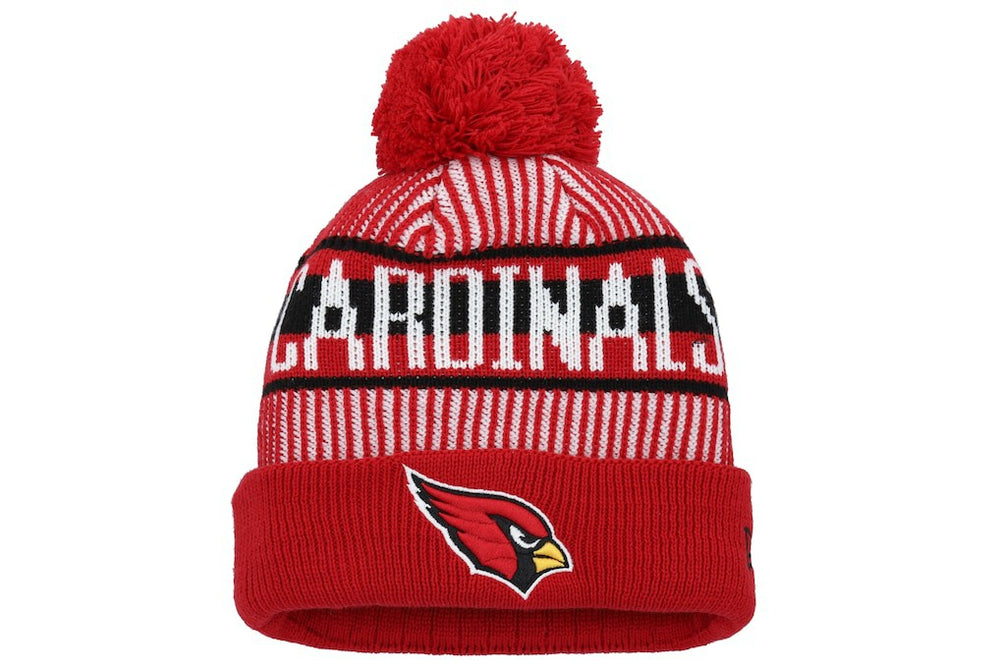 Arizona Cardinals New Era Youth Striped Cuffed Knit Hat with Pom Cardinal