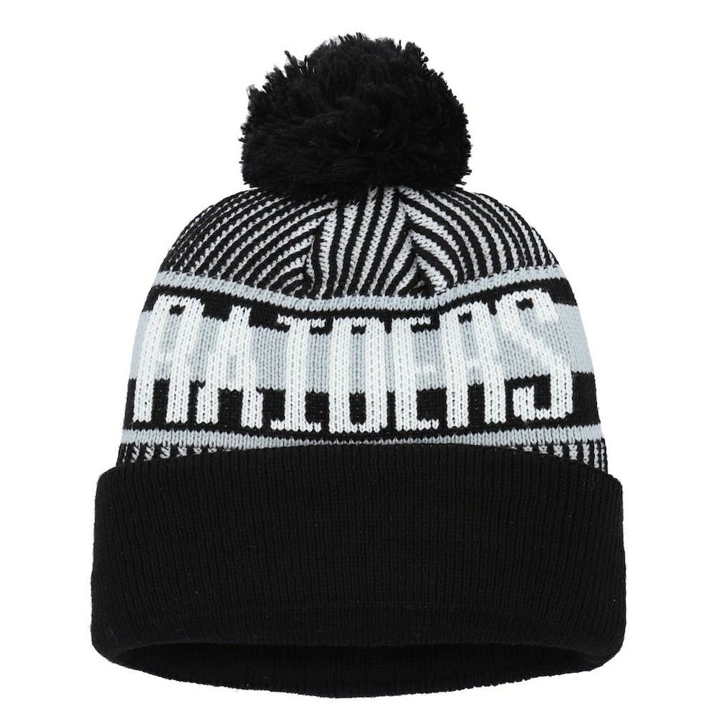Las Vegas Raiders New Era Youth Striped Cuffed Knit Hat with Pom Black