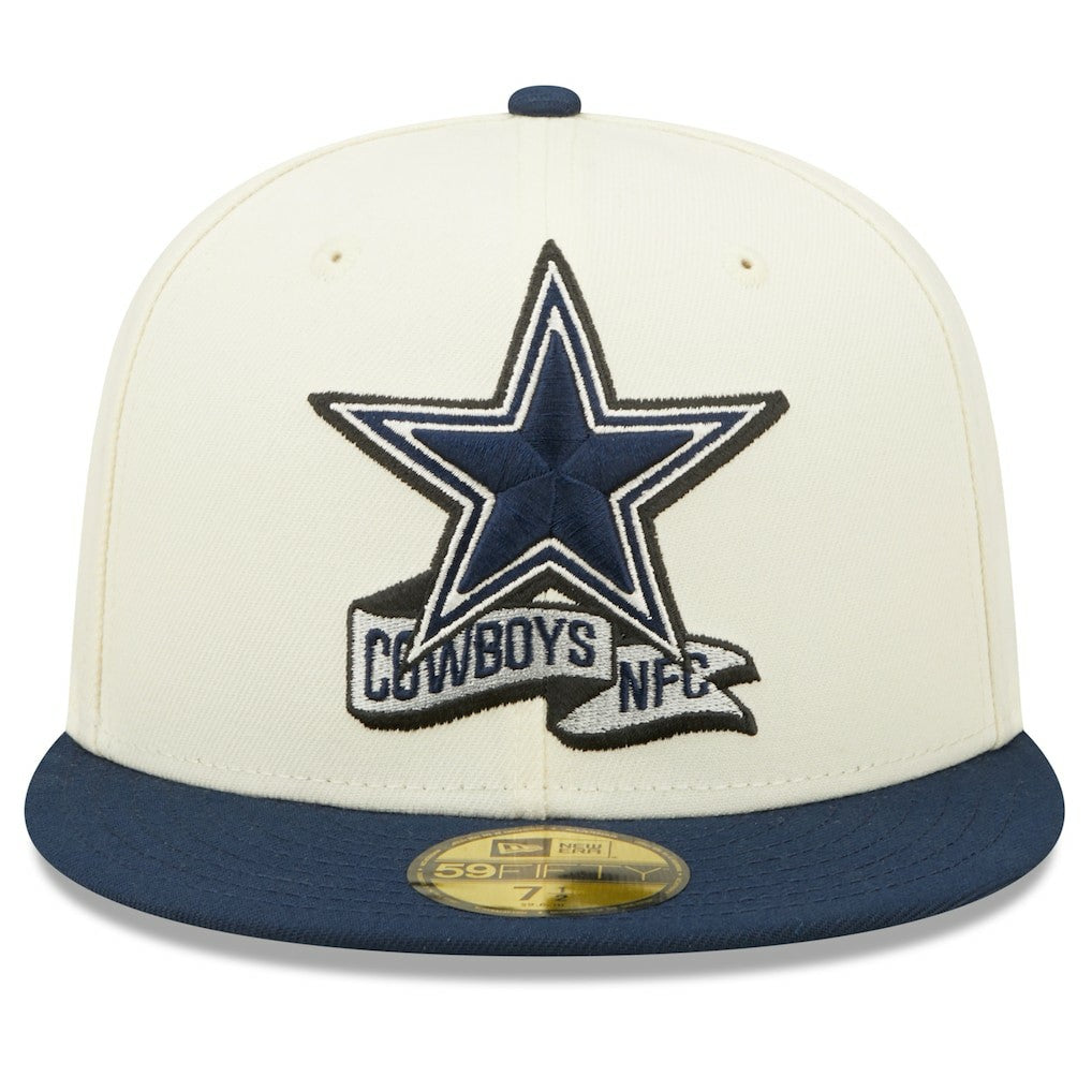 Dallas Cowboys New Era 2022 Sideline 59FIFTY Fitted Hat Cream/Navy