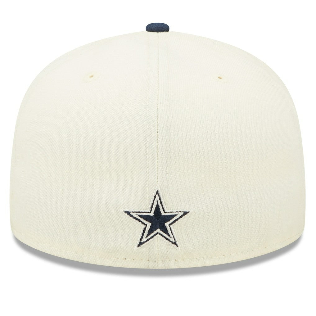 Dallas Cowboys New Era 2022 Sideline 59FIFTY Fitted Hat Cream/Navy