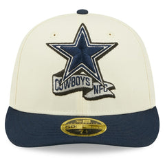 Dallas Cowboys New Era 2022 Sideline Low Profile 59FIFTY Fitted Hat Cream/Navy