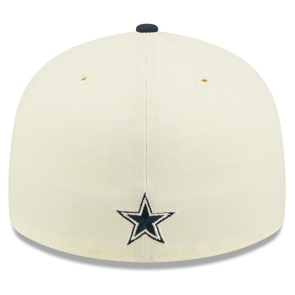 Dallas Cowboys New Era 2022 Sideline Low Profile 59FIFTY Fitted Hat Cream/Navy