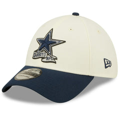 Dallas Cowboys New Era 2022 Sideline 39THIRTY 2-Tone Flex Hat Cream/Navy