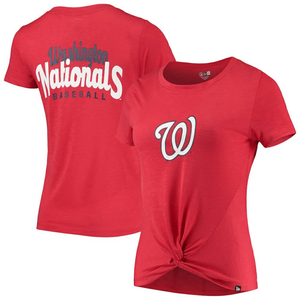 Washington Nationals New Era Women's 2-Hit Front Twist Burnout T-Shirt - Red T-shirts