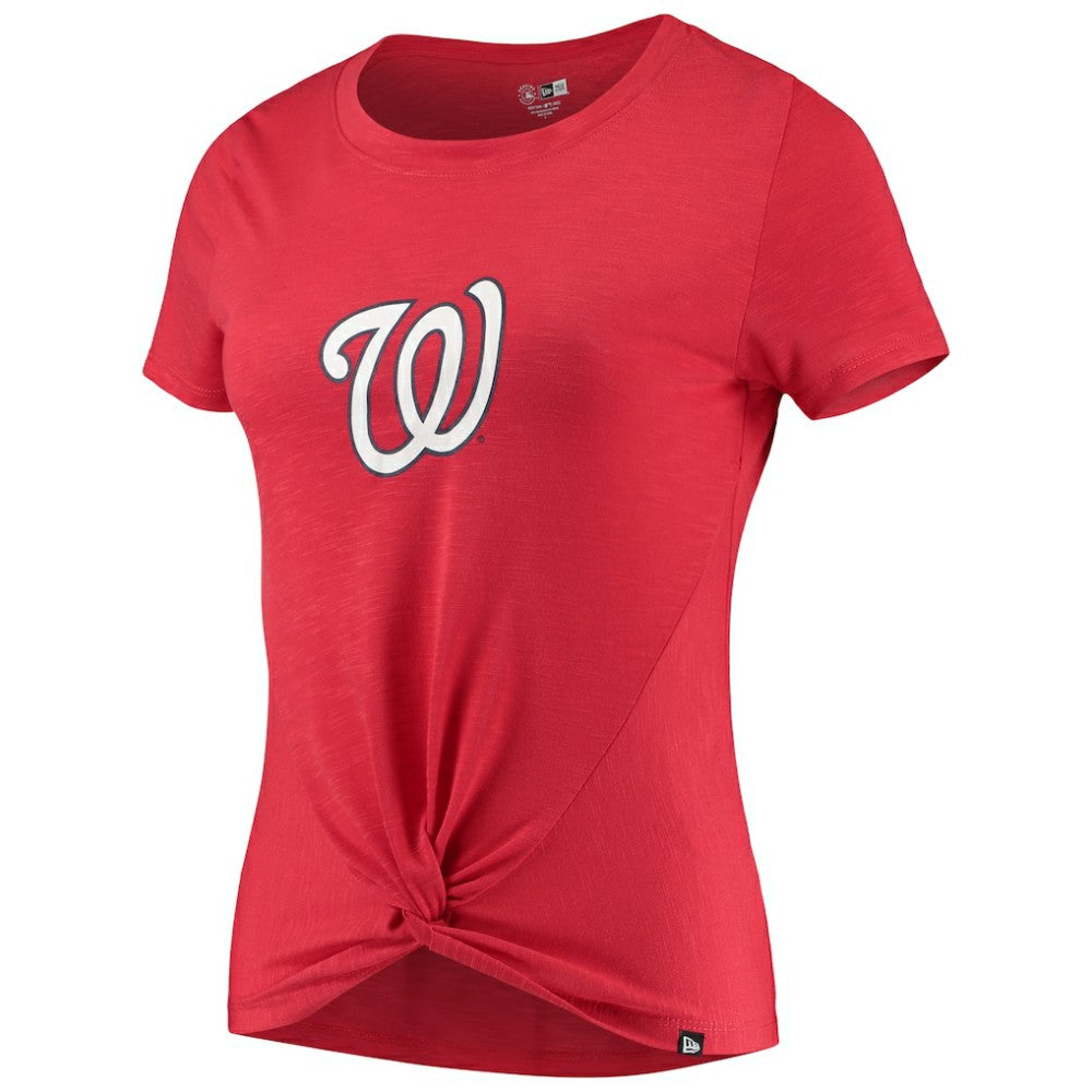 Washington Nationals New Era Women's 2-Hit Front Twist Burnout T-Shirt - Red T-shirts