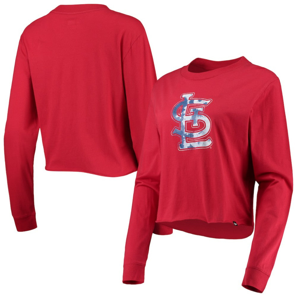 St. Louis Cardinals New Era Women's Baby Jersey Cropped Long Sleeve T-Shirt - Red Jerseys