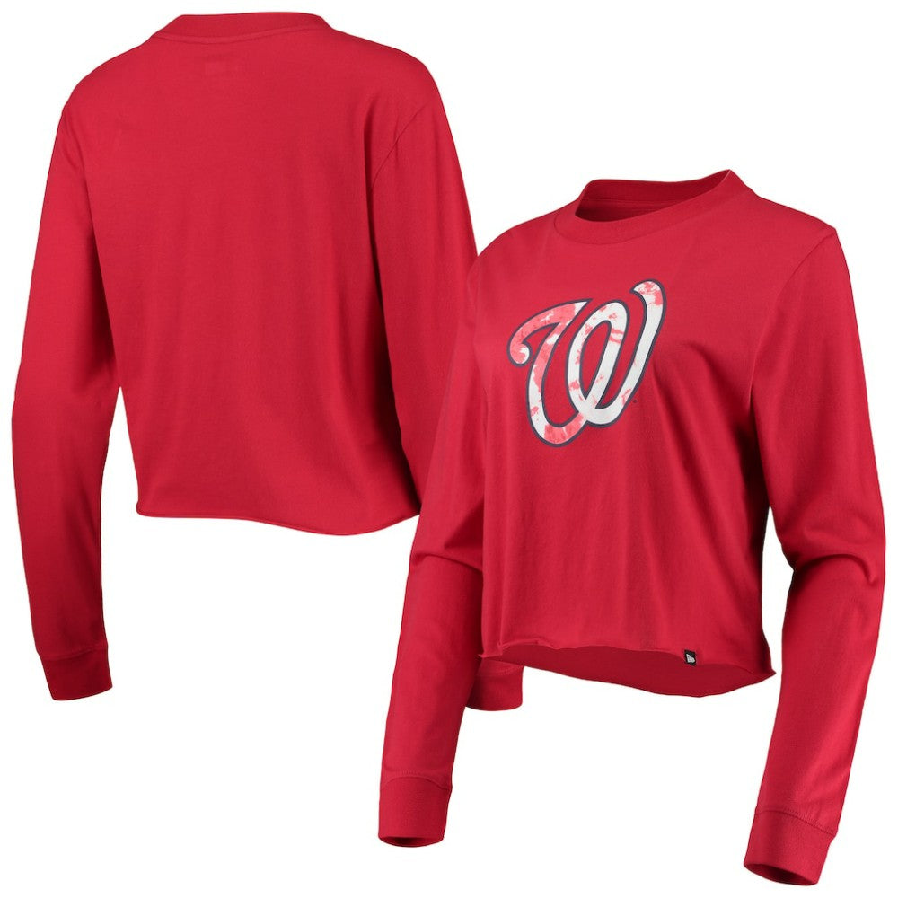 Washington Nationals New Era Women's Baby Jersey Cropped Long Sleeve T-Shirt - Red Jerseys