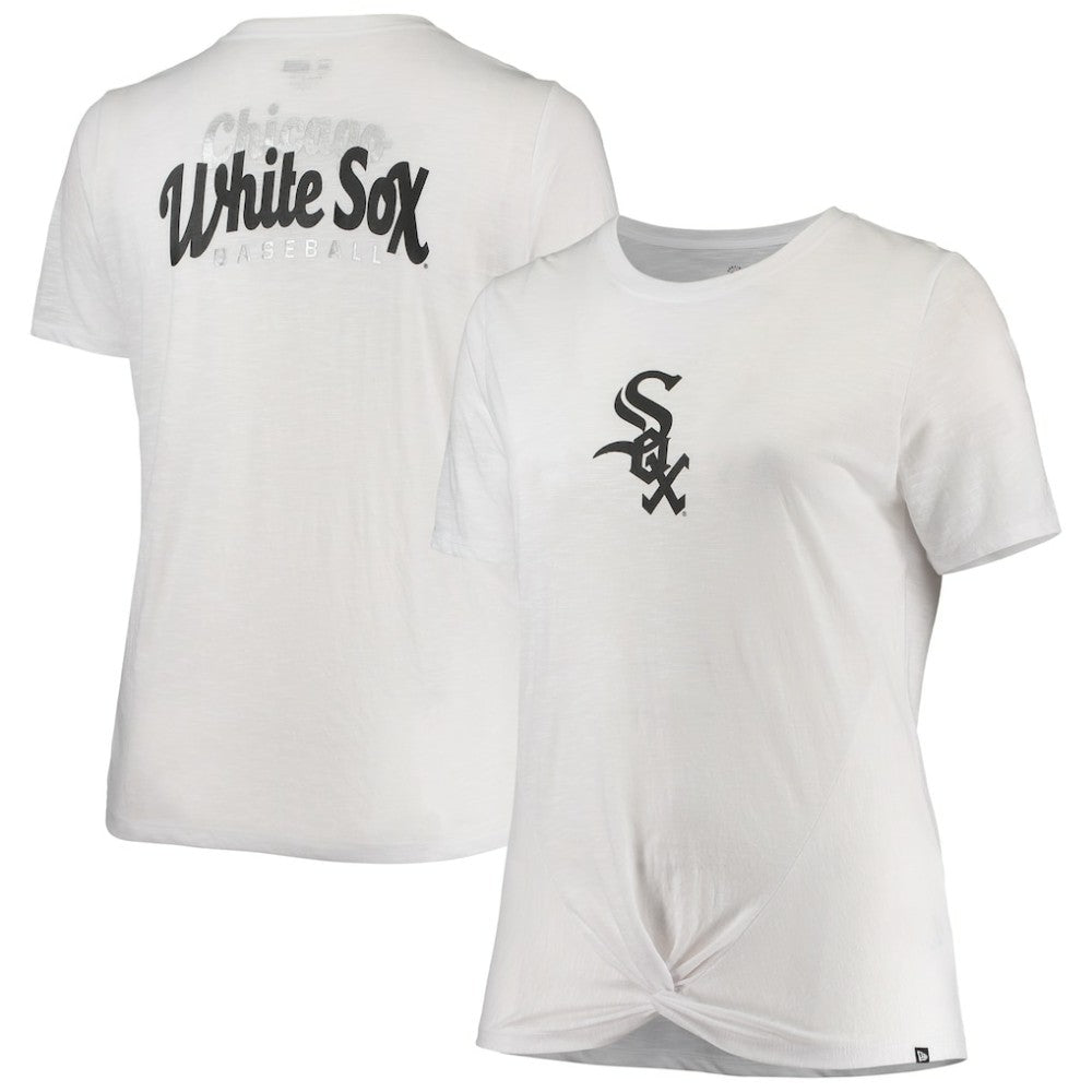 Chicago White Sox New Era Women's Plus Size 2-Hit Front Knot T-Shirt - White T-shirts