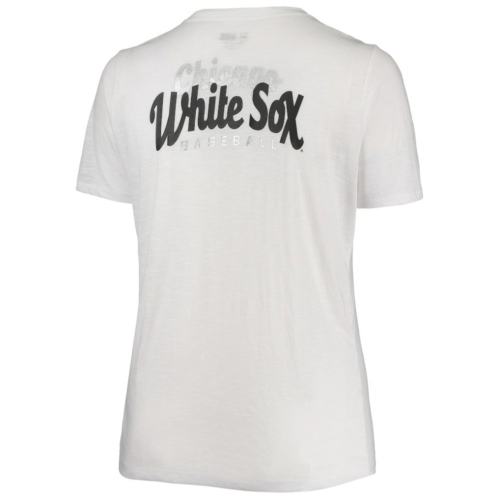 Chicago White Sox New Era Women's Plus Size 2-Hit Front Knot T-Shirt - White T-shirts