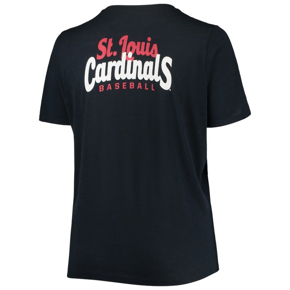 St. Louis Cardinals New Era Women's Plus Size 2-Hit Front Knot T-Shirt - Navy T-shirts