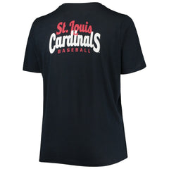 St. Louis Cardinals New Era Women's Plus Size 2-Hit Front Knot T-Shirt - Navy T-shirts