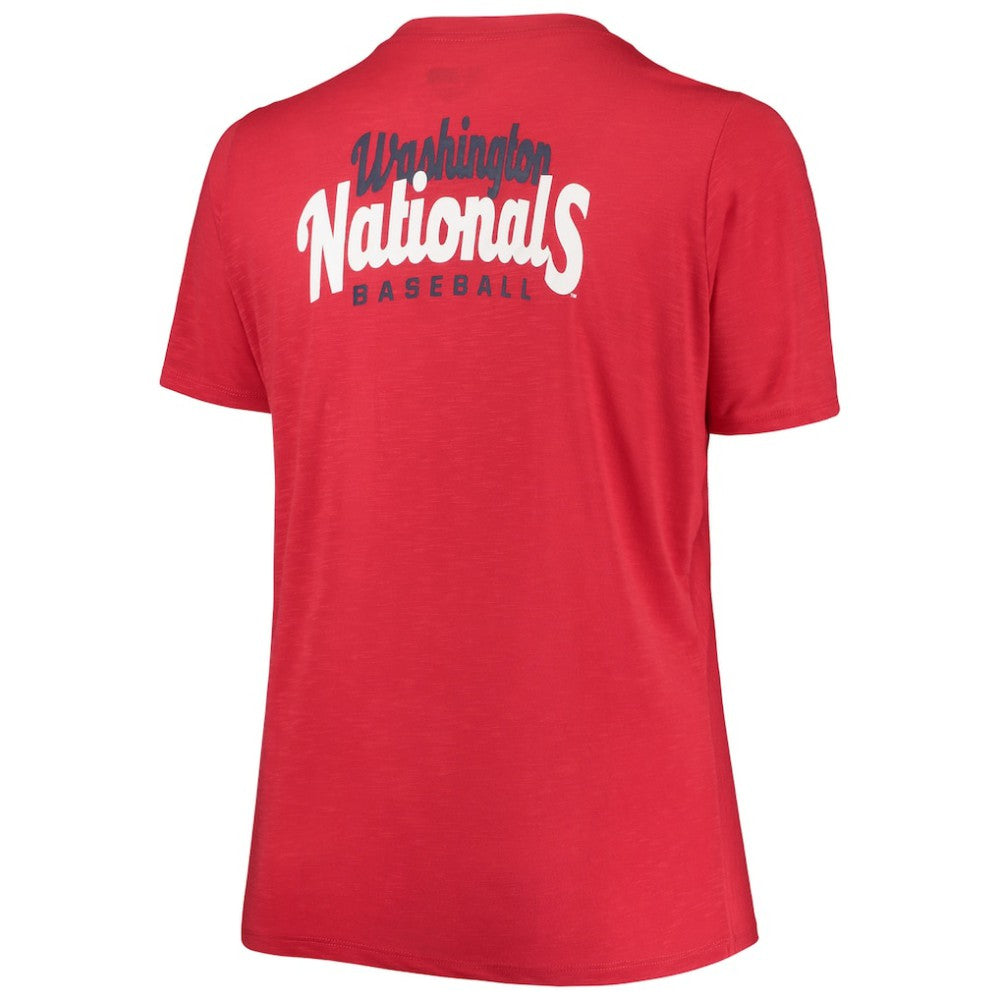 Washington Nationals New Era Women's Plus Size 2-Hit Front Knot T-Shirt - Red T-shirts