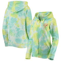 Boston Red Sox New Era Women's Tie-Dye Full-Zip Hoodie - White Hoodies