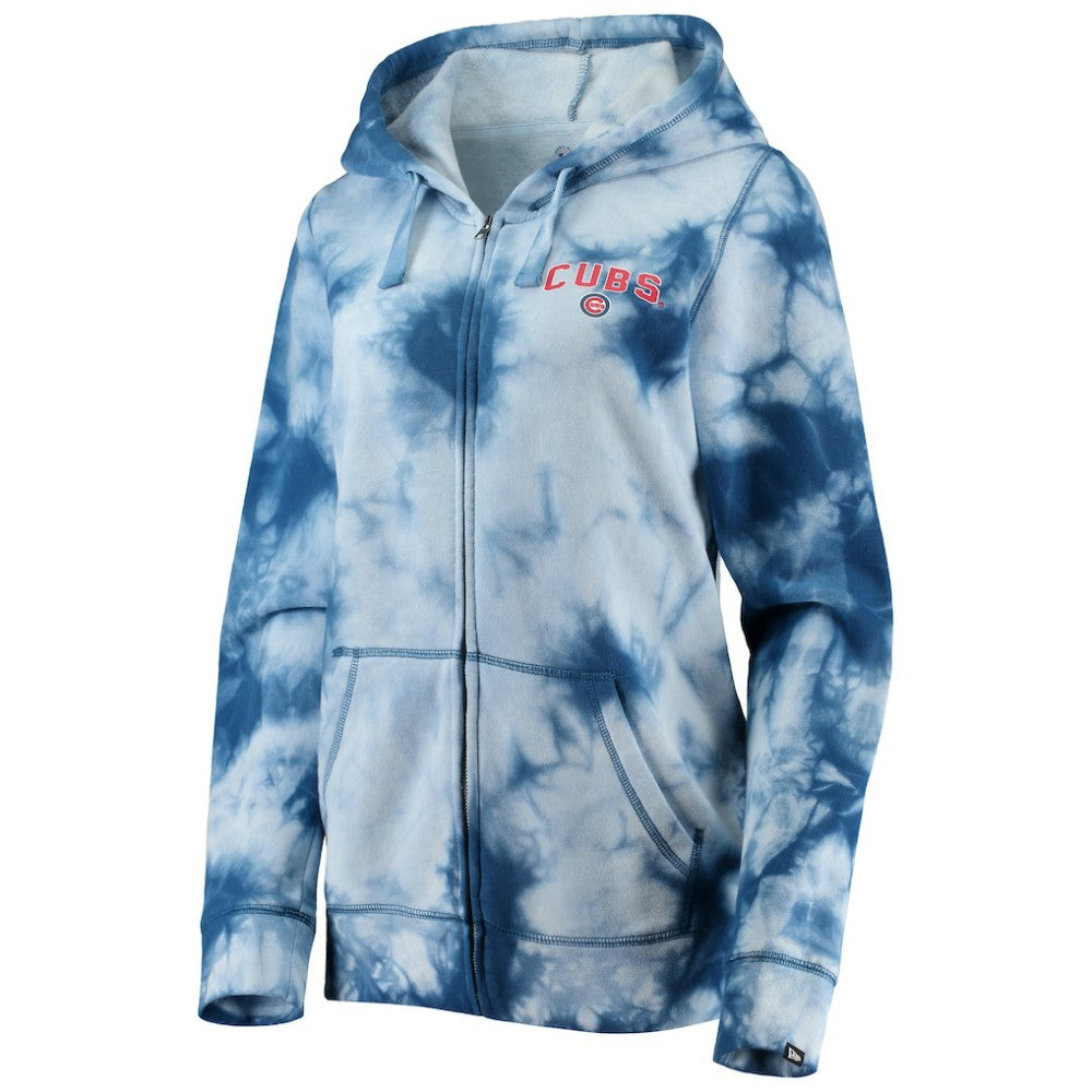 Chicago Cubs New Era Women's Tie-Dye Full-Zip Hoodie - Royal Hoodies