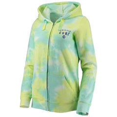 Chicago Cubs New Era Women's Tie-Dye Full-Zip Hoodie - White Hoodies