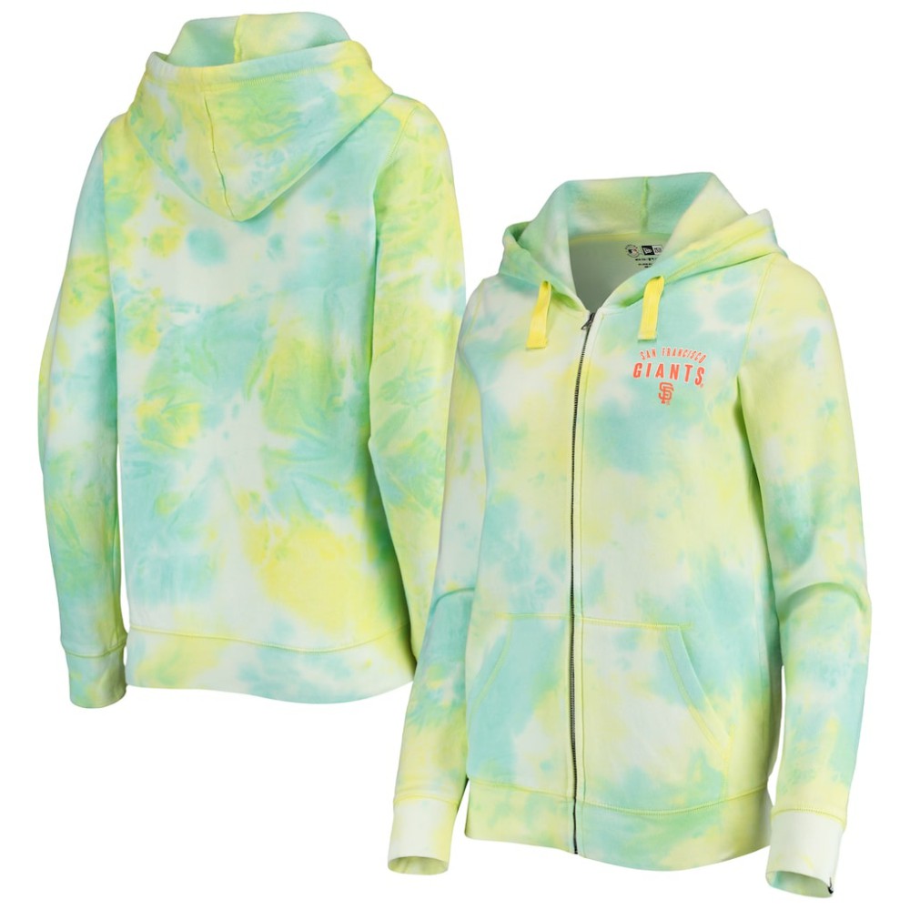 San Francisco Giants New Era Women's Tie-Dye Full-Zip Hoodie - White Hoodies
