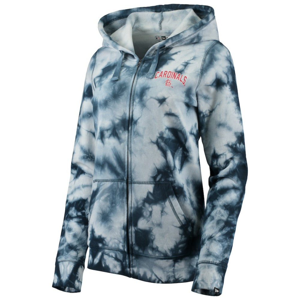 St. Louis Cardinals New Era Women's Tie-Dye Full-Zip Hoodie - Navy Hoodies