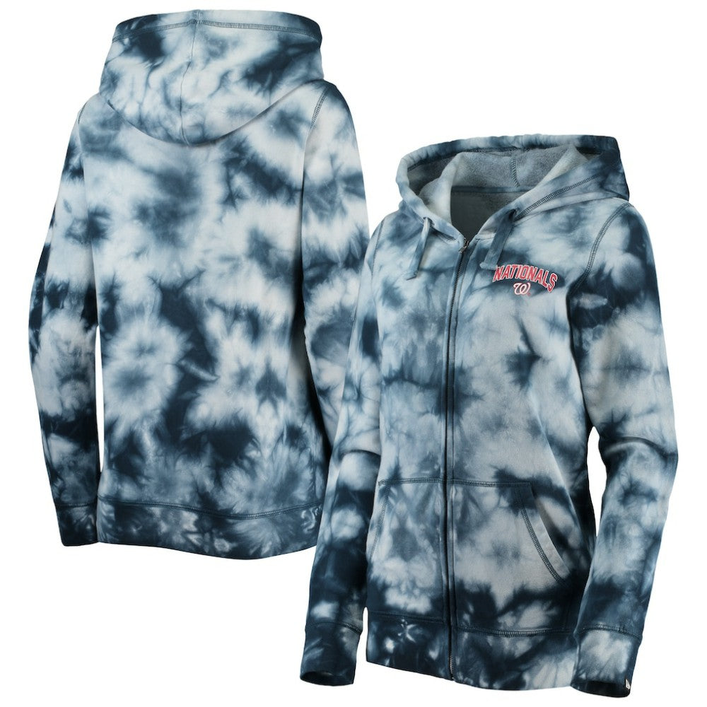 Washington Nationals New Era Women's Tie-Dye Full-Zip Hoodie - Navy Hoodies