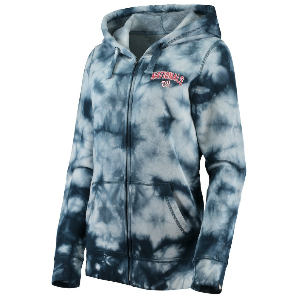 Washington Nationals New Era Women's Tie-Dye Full-Zip Hoodie - Navy Hoodies