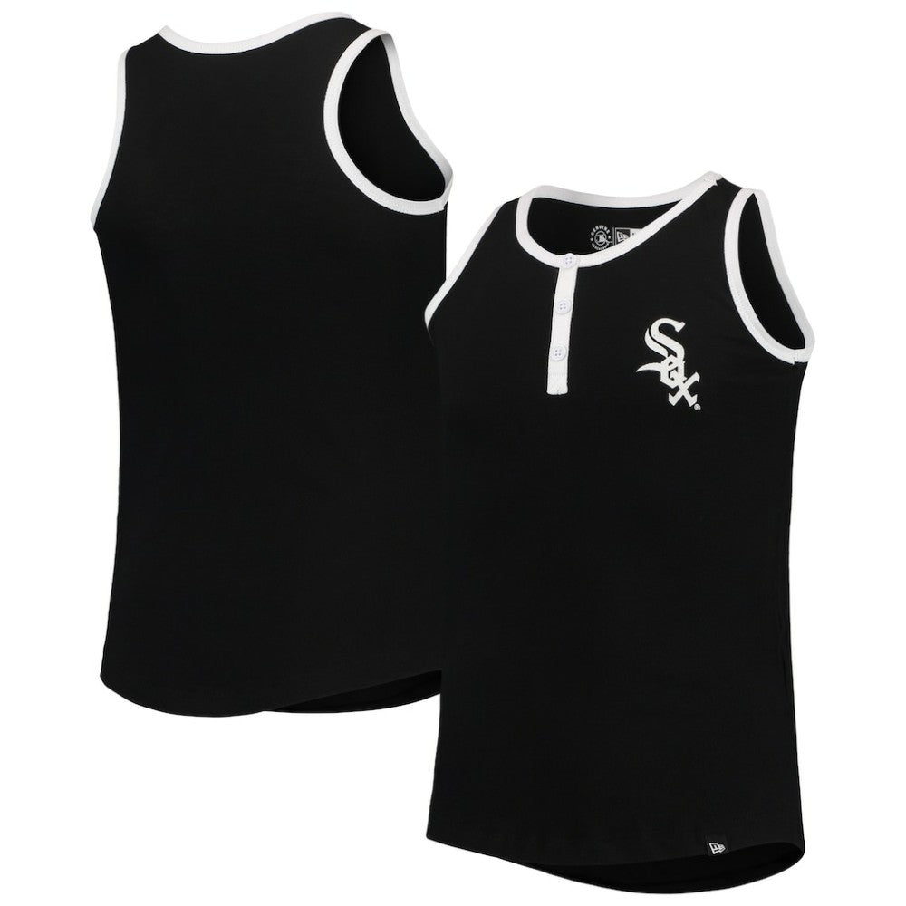 Chicago White Sox New Era Girls Youth Henley Tank Top - Black Tanks