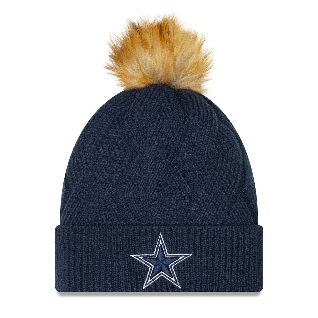 Dallas Cowboys New Era Women's Snowy Cuffed Knit Hat with Pom Navy