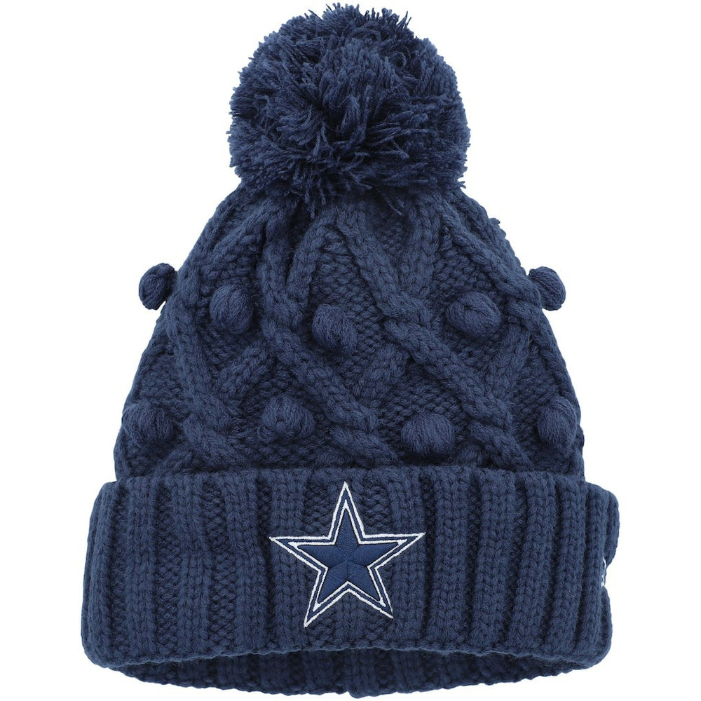 Dallas Cowboys New Era Girls Youth Toasty Cuffed Knit Hat with Pom Navy