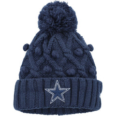 Dallas Cowboys New Era Girls Youth Toasty Cuffed Knit Hat with Pom Navy