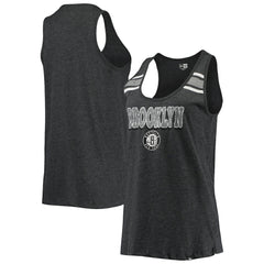 Brooklyn Nets Women's Scoop-Neck Racerback Tank Top Heathered Black