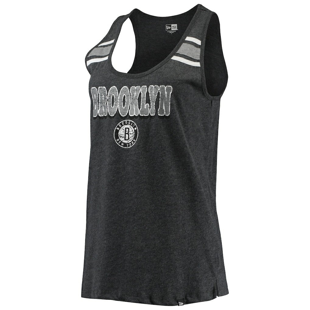 Brooklyn Nets Women's Scoop-Neck Racerback Tank Top Heathered Black