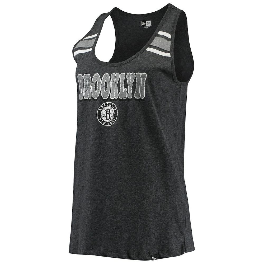 Brooklyn Nets Women's Scoop-Neck Racerback Tank Top Heathered Black