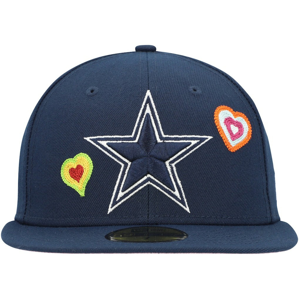 Dallas Cowboys New Era Chain Stitch Heart 59FIFTY Fitted Hat Navy
