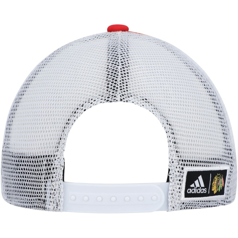 NHL Chicago Blackhawks adidas Team Plate Trucker Snapback Hat - Red/White