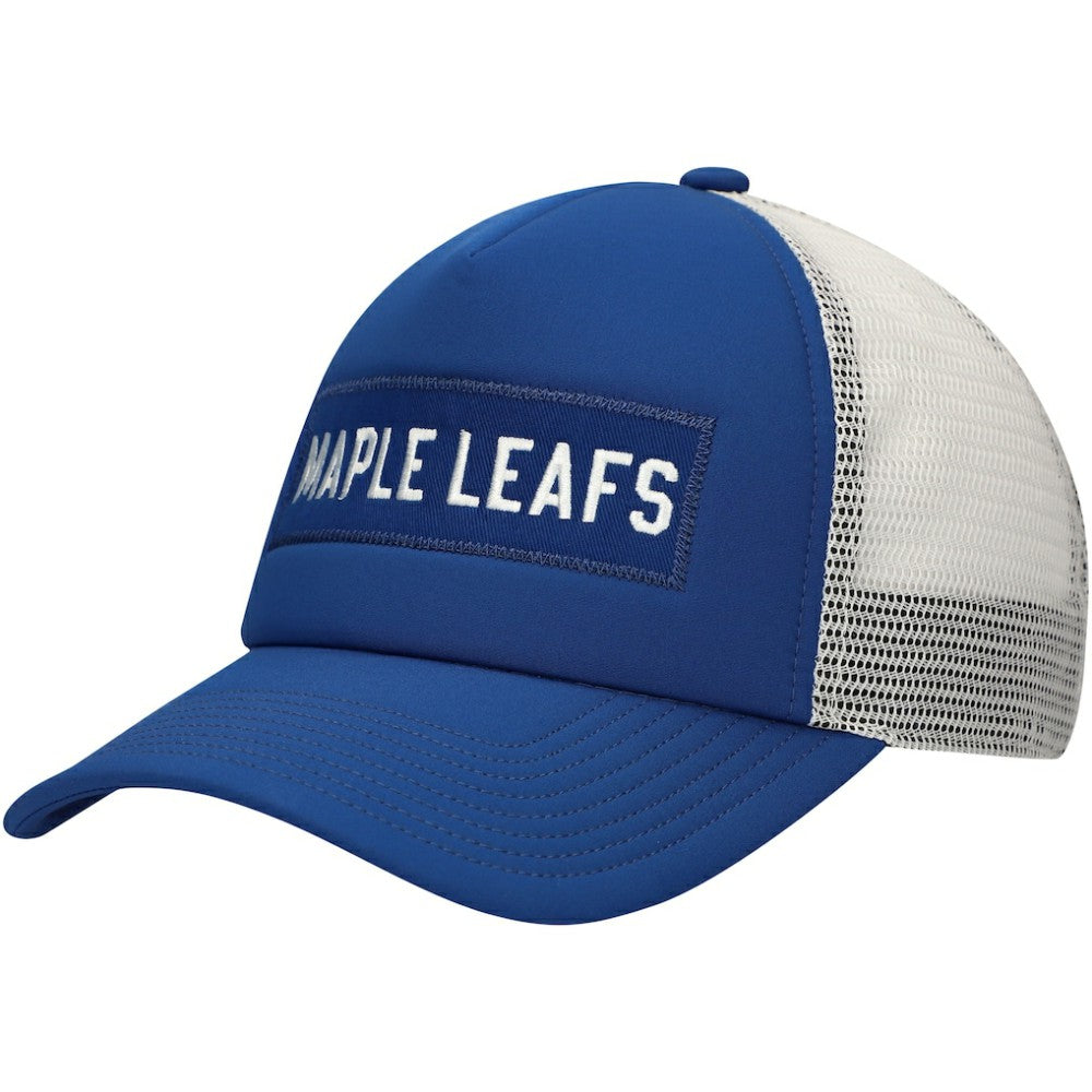 NHL Toronto Maple Leafs adidas Team Plate Trucker Snapback Hat - Blue/White