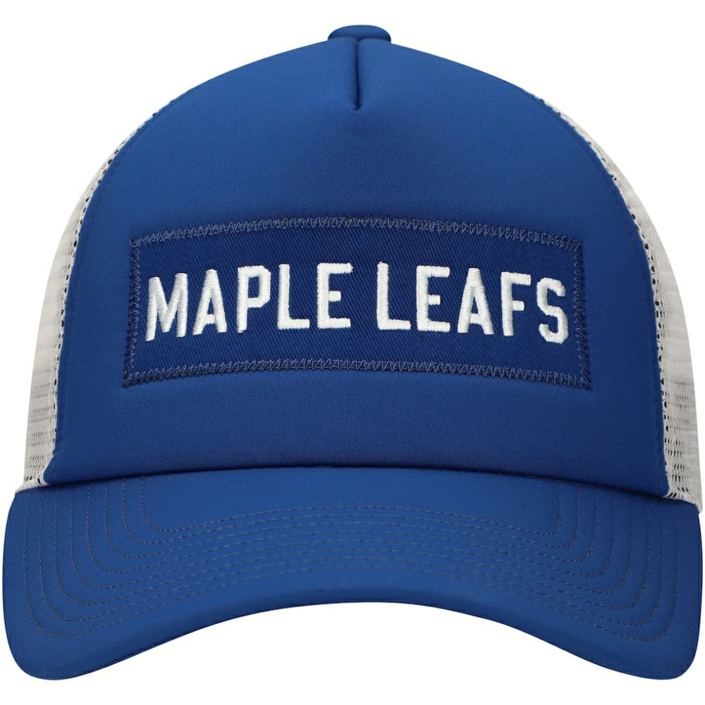 NHL Toronto Maple Leafs adidas Team Plate Trucker Snapback Hat - Blue/White