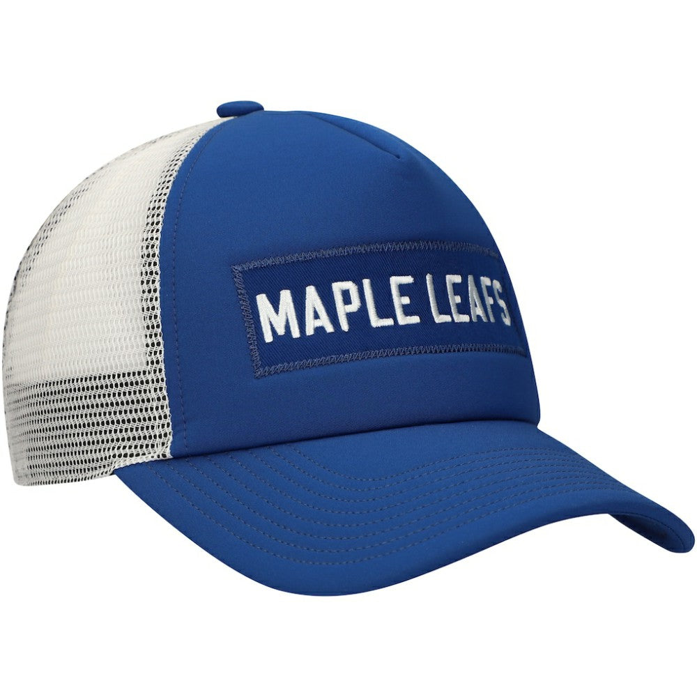 NHL Toronto Maple Leafs adidas Team Plate Trucker Snapback Hat - Blue/White