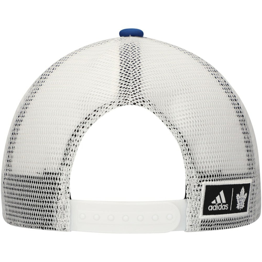 NHL Toronto Maple Leafs adidas Team Plate Trucker Snapback Hat - Blue/White