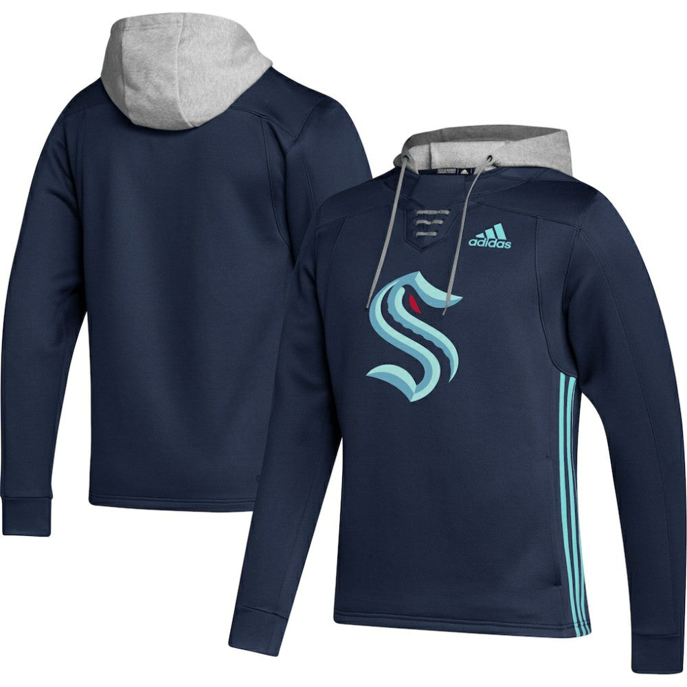 NHL Seattle Kraken adidas Skate Lace Primeblue Team Pullover Hoodie - Deep Sea Blue