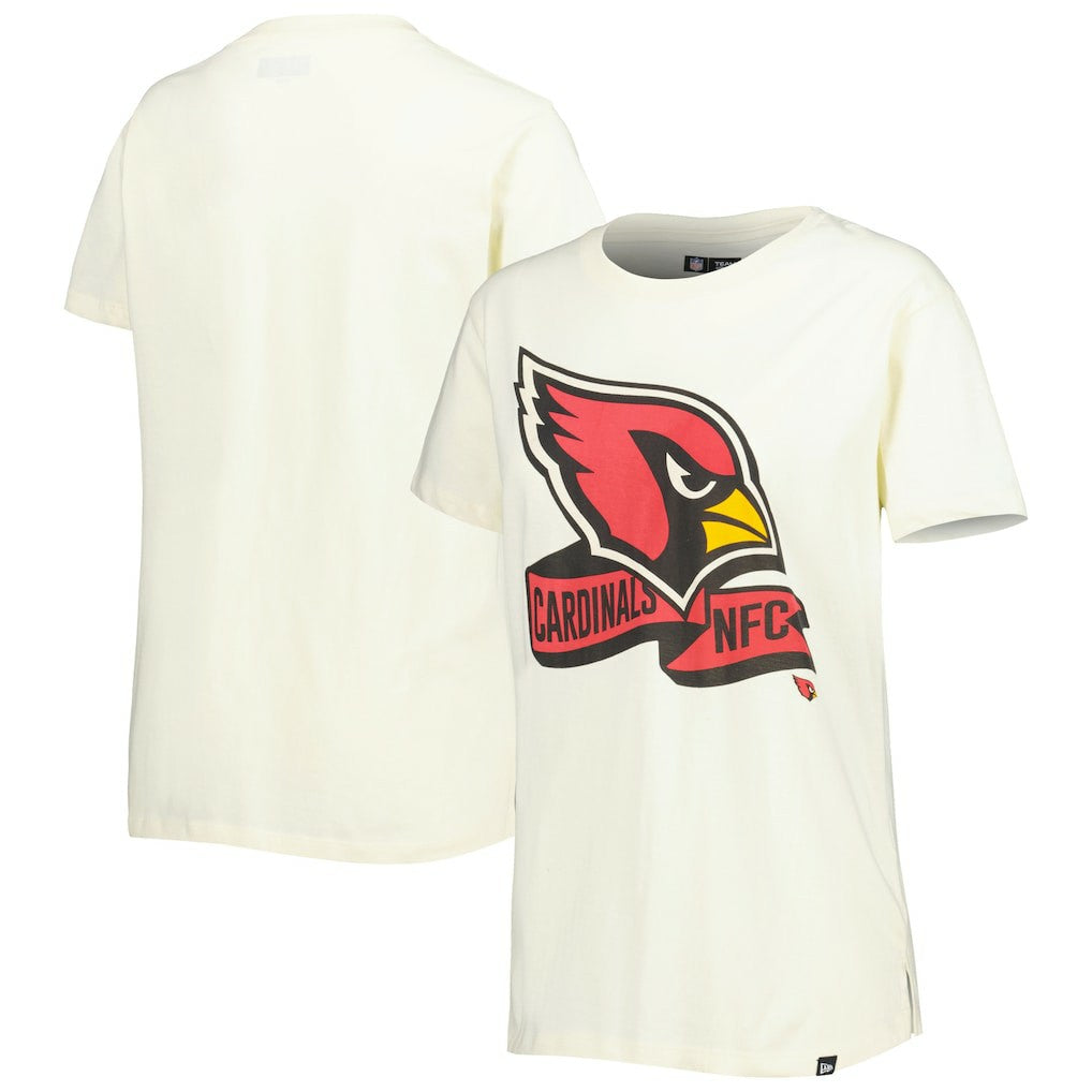 Arizona Cardinals New Era Women's Chrome Sideline T-Shirt Cream