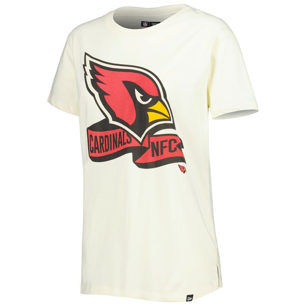 Arizona Cardinals New Era Women's Chrome Sideline T-Shirt Cream