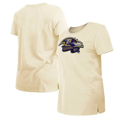 Baltimore Ravens New Era Women's Chrome Sideline T-Shirt Cream