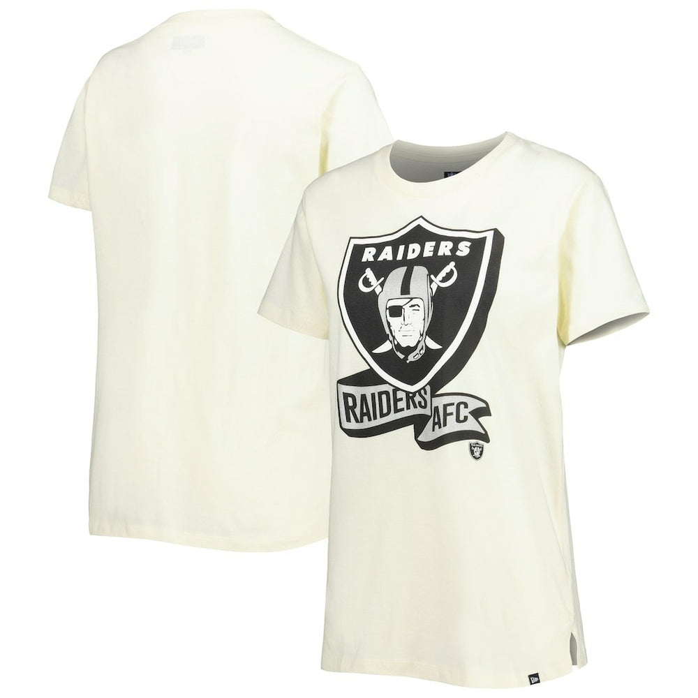 Las Vegas Raiders New Era Women's Chrome Sideline T-Shirt Cream