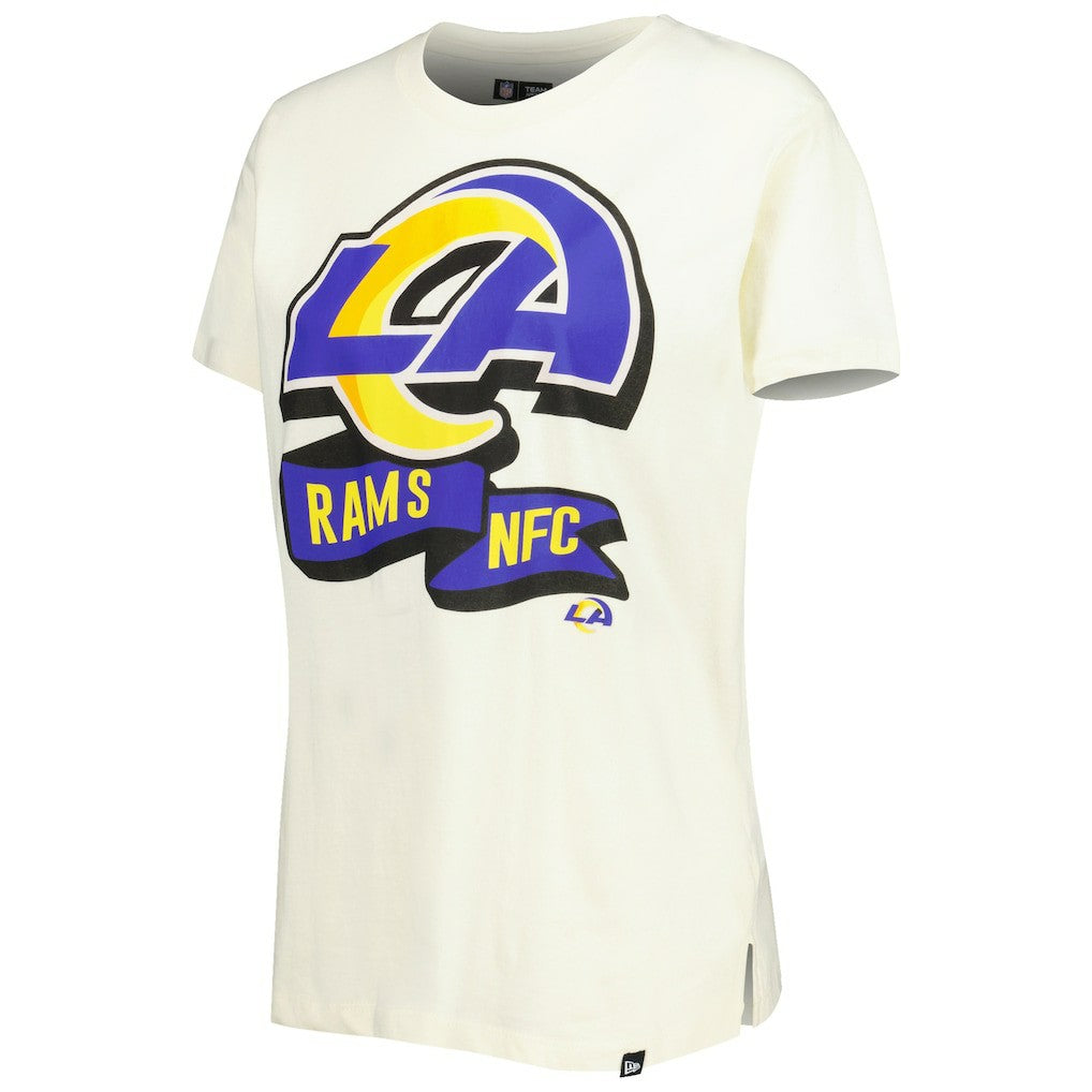 Los Angeles Rams New Era Women's Chrome Sideline T-Shirt Cream