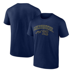 Christian Yelich Milwaukee Brewers Fanatics Player Name & Number T-Shirt - Navy T-shirts