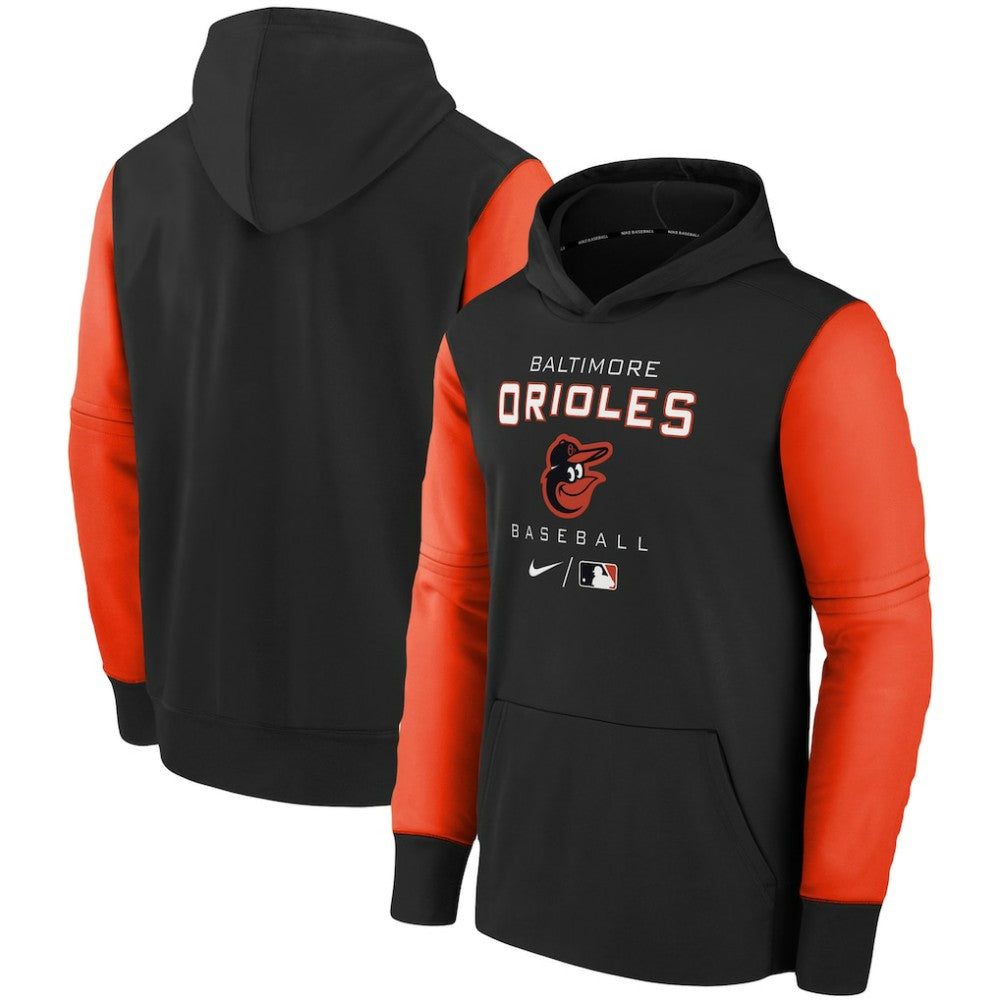 Baltimore Orioles Nike Youth Authentic Collection Performance Pullover Hoodie - Black/Orange Hoodies