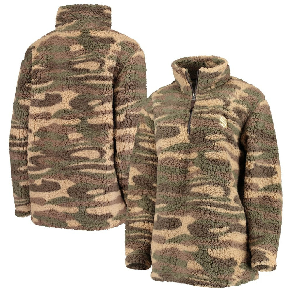 NHL Seattle Kraken G-III Sports by Carl Banks Women's Sherpa Quarter-Zip Jacket - Camo