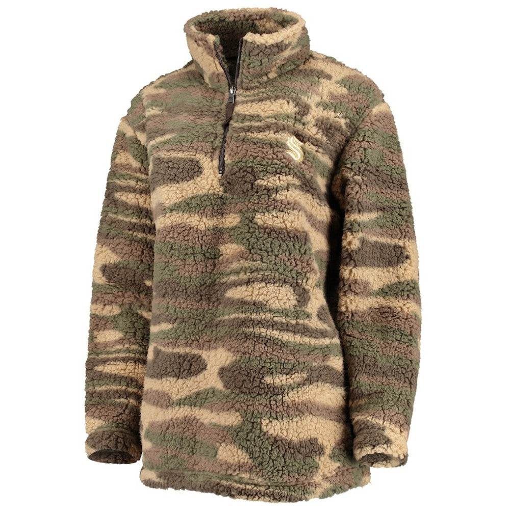 NHL Seattle Kraken G-III Sports by Carl Banks Women's Sherpa Quarter-Zip Jacket - Camo