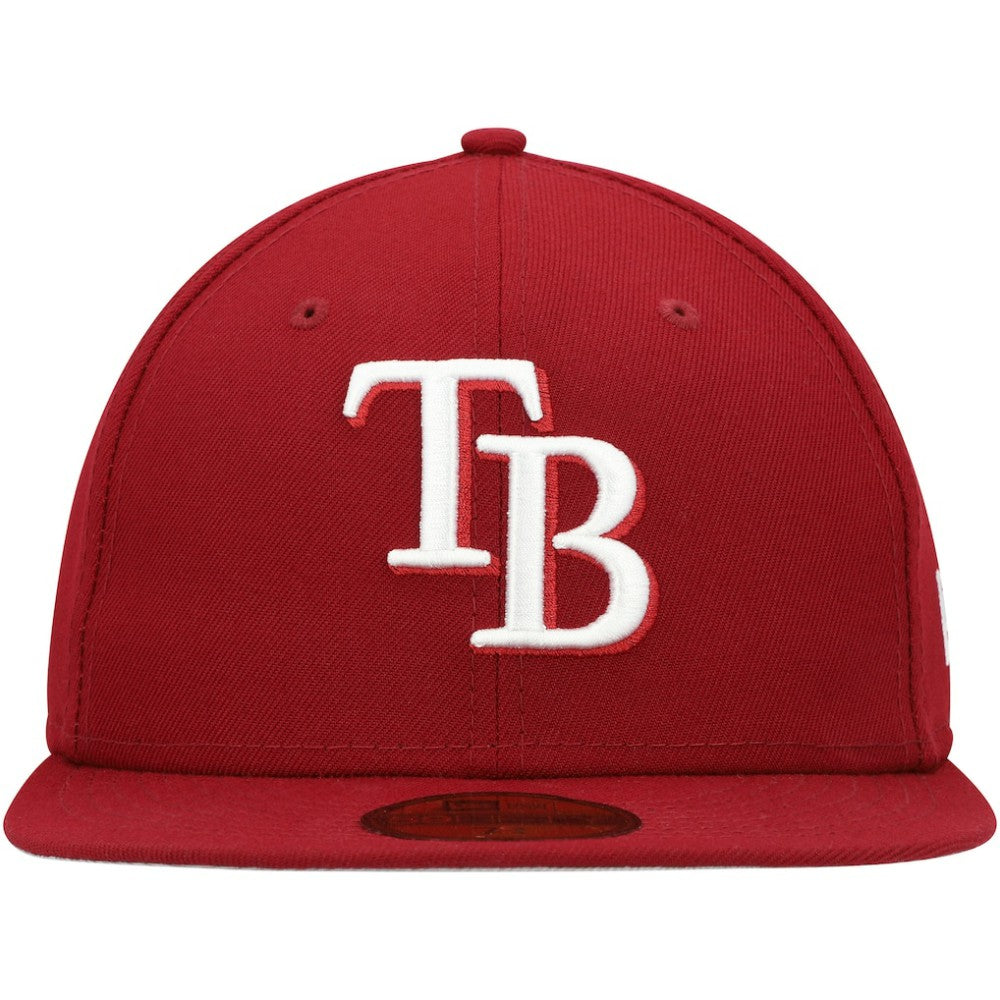 Tampa Bay Rays New Era White Logo 59FIFTY Fitted Hat - Cardinal Hats